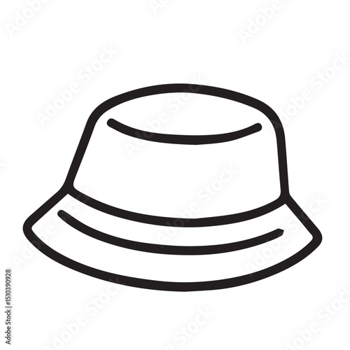 Black outline defines the shape of a hat in this monochrome vector illustration, placed neatly against a solid white background.

