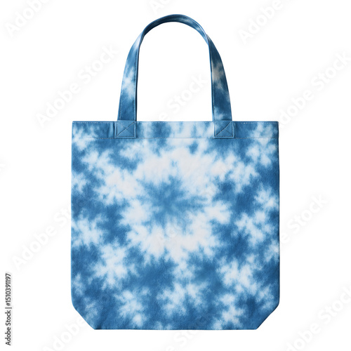 Stylish Blue Tie-Dye Tote Bag with Unique Cloud Pattern for Everyday Use and Fashion Accessories