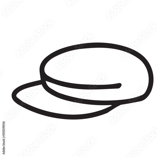 A vector of a single hat drawn with bold black lines on a white background creates a sharp and modern black and white look.

