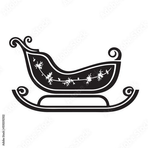 sleigh silhouettes, Santa claus sleigh silhouette isolated. Christmas sleigh flat illustration isolated. Festive decorative element
