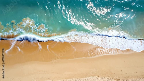 Relaxing ocean waves gently crash on sandy beach during sunny day in a tranquil coastal environment