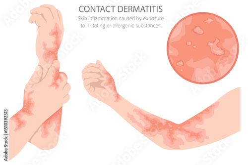 Contact dermatitis. Skin diseases. Medical infographic design. Vector illustration