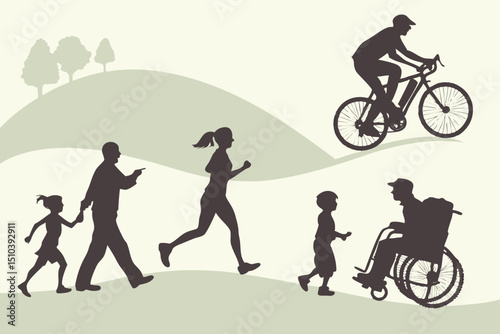 Happy Children Playing Silhouettes – Joyful Kids Vector Illustration in Action

