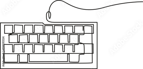 Keyboard. Bicolor line icon - Editable stroke, continuous one line drawing, Outline vector keyboard top view, Simply Computer Keyboard, Simply Computer Keyboard Ilustration.