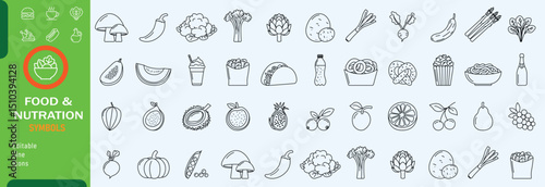 Food and nutration icon set