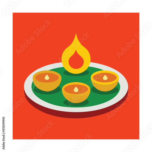 Simple vector illustration of diya lamps representing indian festival of lights