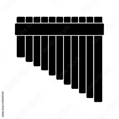 Pan Flute Black Silhouette – Musical Instrument Icon