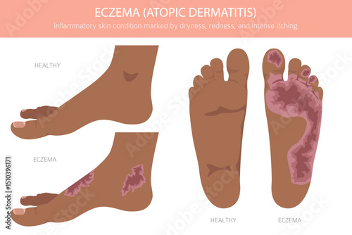 Eczema. Atopic dermatitis. Skin diseases. Medical infographic design. Vector illustration