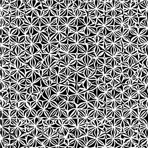 Repeating star pattern in black and white, seamless modern geometry