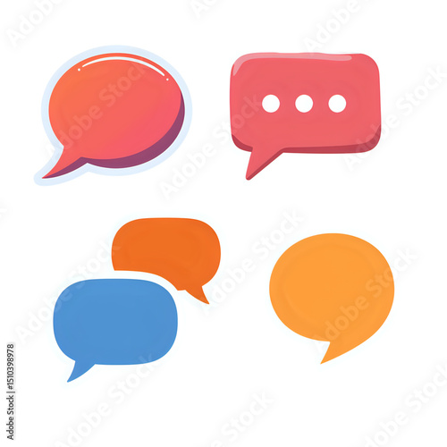 Chat bubbles vector illustration for social media messaging and communication on transparent background