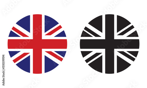 United Kingdom union jack flag transparent png. UK flag vector. UK flag circle. round circular UK flag. flat style round shape 3d flag. vector illustration eps file.