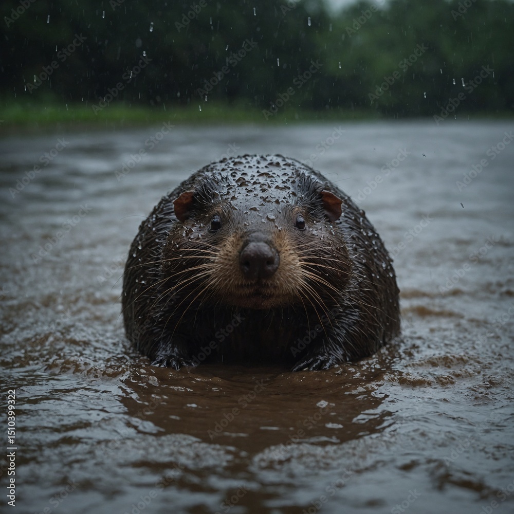 Naklejka premium sea lion in the water