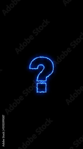 Abstract neon glowing question mark black background. Neon question mark icon