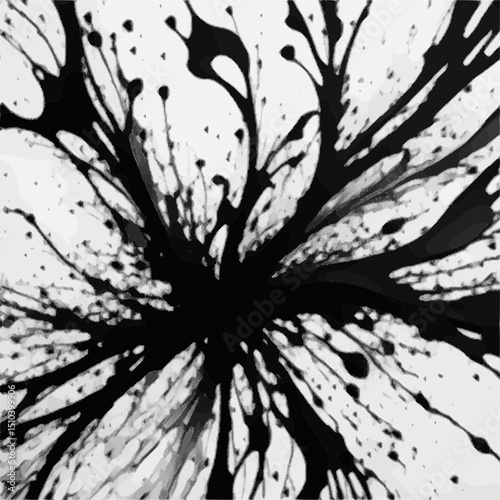 abstract grunge background,  organic ink splash texture, black on white abstract expressive art