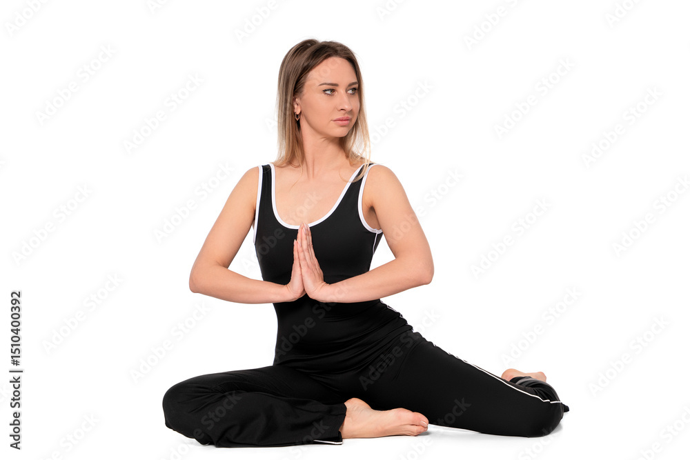Woman practicing yoga in a serene setting with a focus on balance and mindfulness Woman practicing yoga in a serene setting with a focus on balance and mindfulness