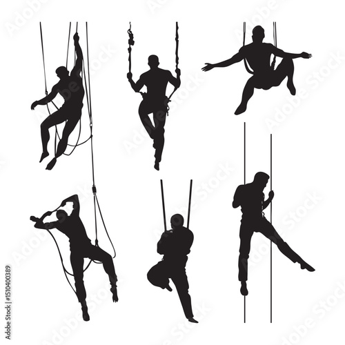 acrobat silhouette set, Black silhouette