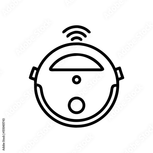 Robot vacuum cleaner icon in minimalist design style  
