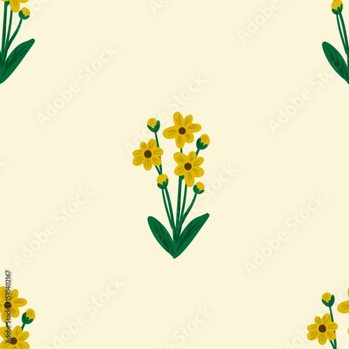 Fototapeta Naklejka Na Ścianę i Meble -  Seamless watercolour and unique floral pattern background for covers, notes, banner. Soft backgrounds colour. Watercolour art work. Flower stalk. Colourful flower.