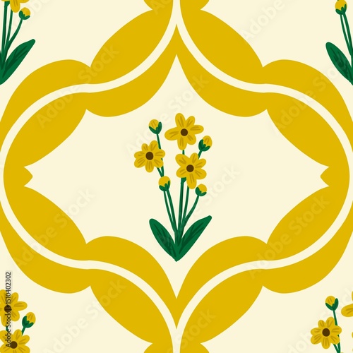 Fototapeta Naklejka Na Ścianę i Meble -  Seamless watercolour and unique floral pattern background for covers, notes, banner. Soft backgrounds colour. Watercolour art work. Flower stalk. Colourful flower.