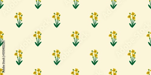 Fototapeta Naklejka Na Ścianę i Meble -  Seamless watercolour and unique floral pattern background for covers, notes, banner. Soft backgrounds colour. Watercolour art work. Flower stalk. Colourful flower.