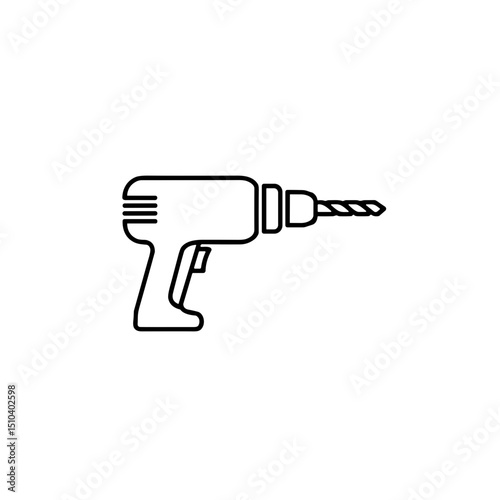 Drill icon, simple design, black and white, minimalist style