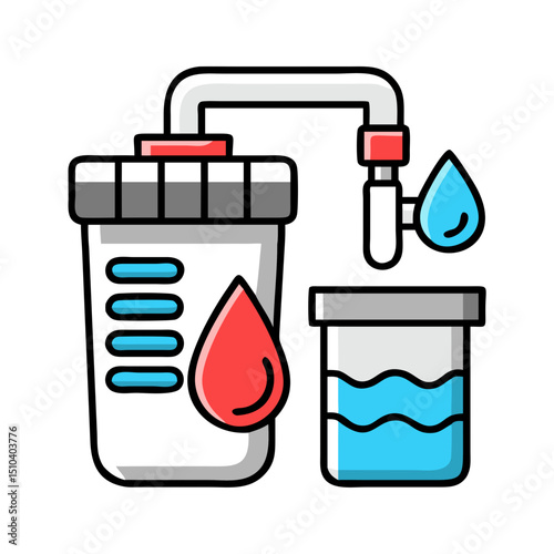 Water filtration system icon for purification or water tech.