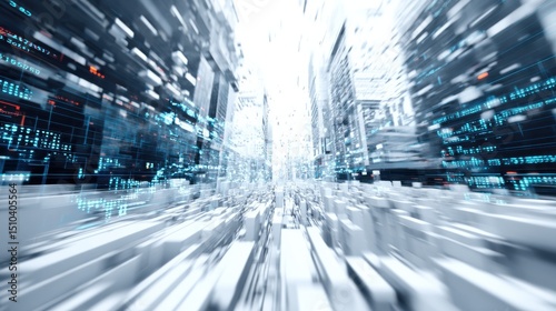 A computer generated image of a city with a white background and blue