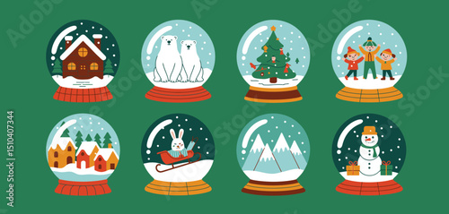 Eight Charming Christmas Snow Globes Festive Winter Scenes