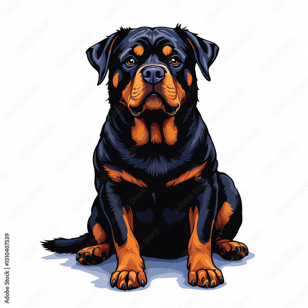 Adorable Cartoon Rottweiler Puppy Vector Illustration Adorable Cartoon Rottweiler Puppy Vector Illustration