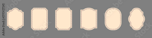 Vintage frames set isolated on gray background. Ornamental label frames. Fashionable ornate frames for wedding invitations, greeting cards, prints.