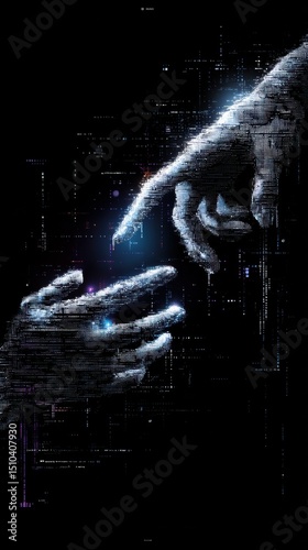 A hand is shown with a finger pointing to another hand