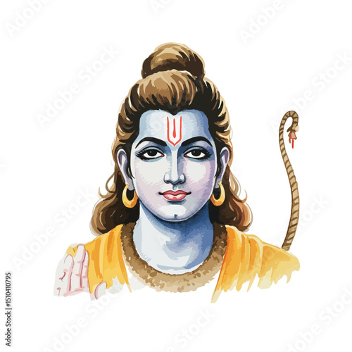 Watercolour Illustration of Lord Ram on Transparent PNG Background