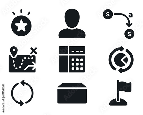 Reinforcement Learning Icons. Solid, filled icons set of reinforcement learning systems: reward icon, agent