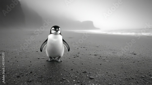 Cute penguin on beach