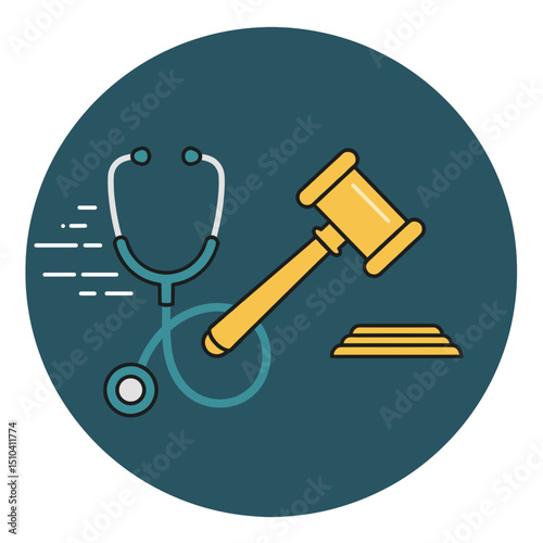 Stethoscope and Gavel — Medical Malpractice Icon