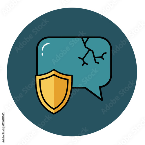 Broken Chat Shield – Cyberbullying Protection Icon