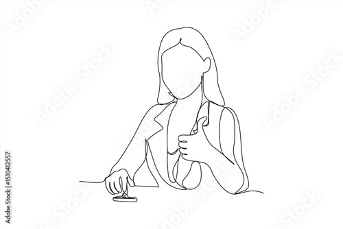singel line drawing business woman strong and confident young females leadership and unique business idea one line art vector illustration (3)