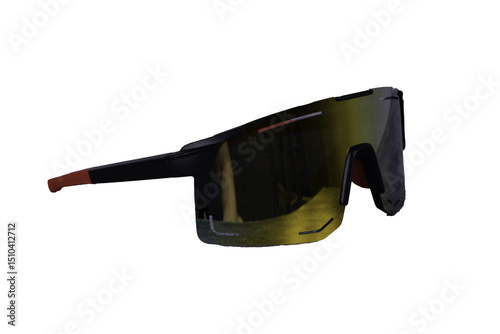 Cycling glasses for sports, unisex, plastic, with red temples.