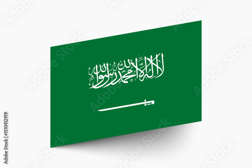 Flag of Saudi Arabia. Saudi Arabia flag official colors tilted icon digital vector illustration design.