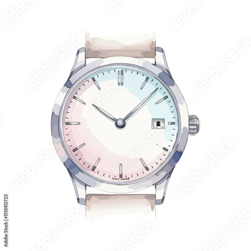 Watercolour Illustration of wrist watch on Transparent PNG Background