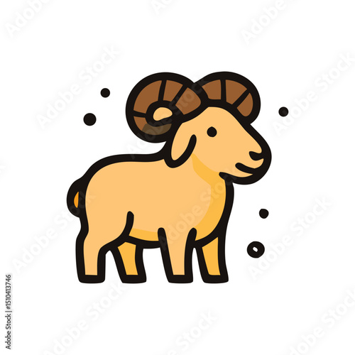 Sacrificial ram isolated on white. Symbol of sacrifice, religion, Eid, sacrifice, ritual, celebration, Islam, culture, tradition, holiday, livestock, spirituality.