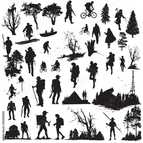 adventure silhouette set, Black silhouette 