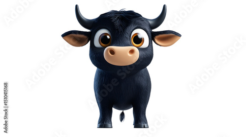 Black bull on white background