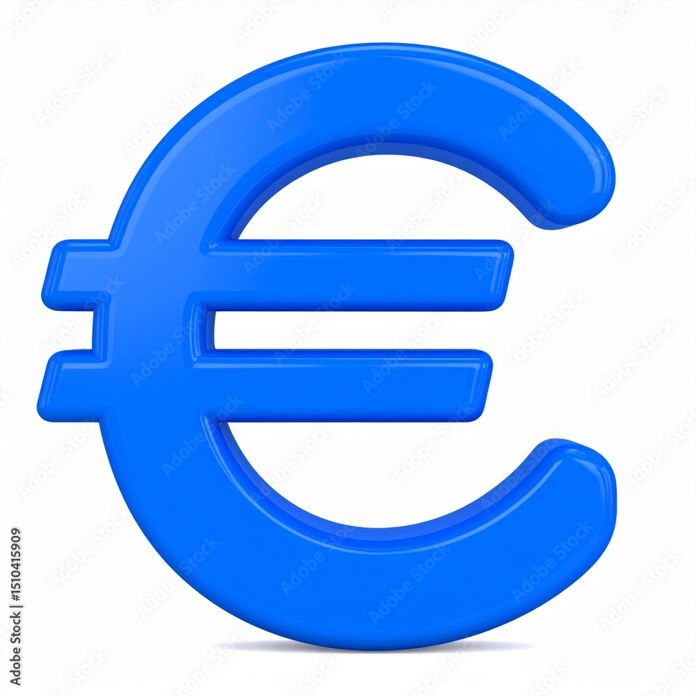 Fototapeta premium 3D Render of Blue Euro Currency Symbol