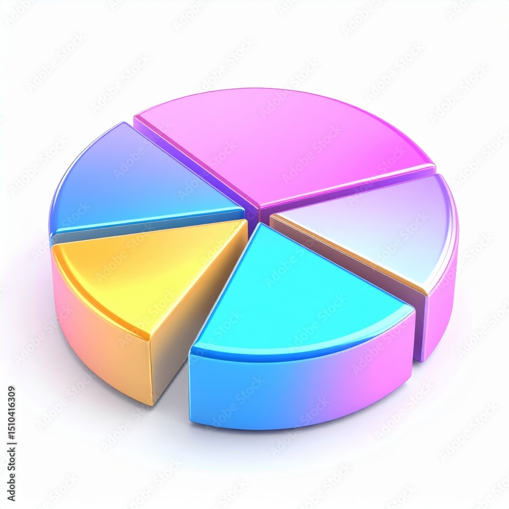 Obraz premium Pastel 3D Pie Chart on White Background
