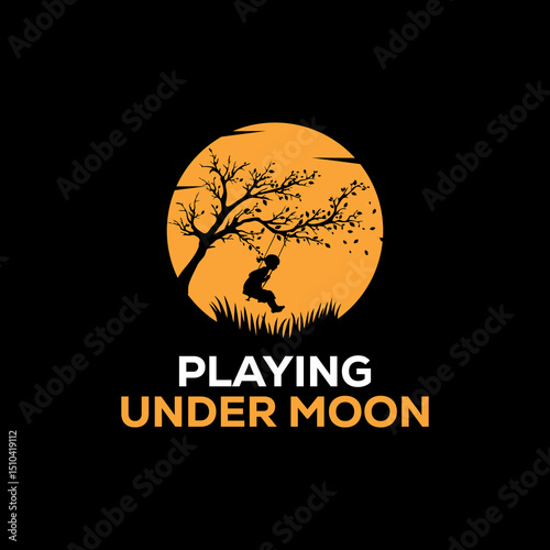 Child on Swing Under Moon Logo