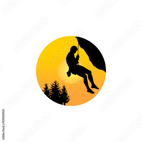 Rock Climbing Sunset Silhouette