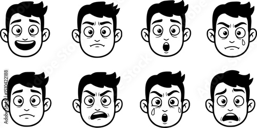 cartoon faces expressions vector set
