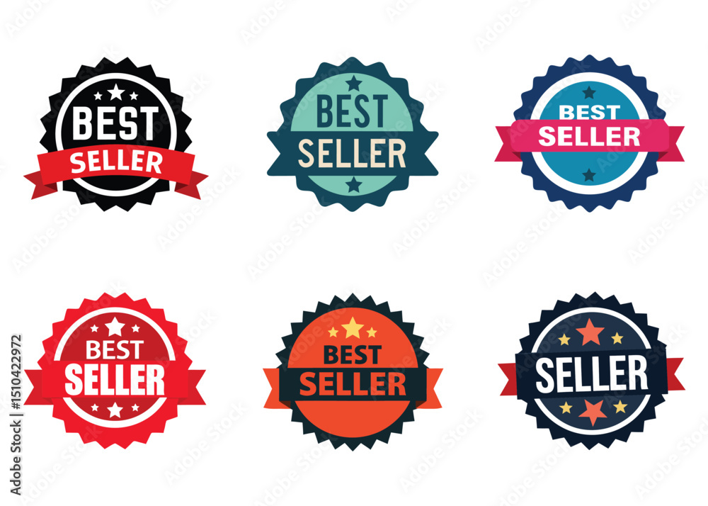 Obraz premium Set of 6 best seller badges vector