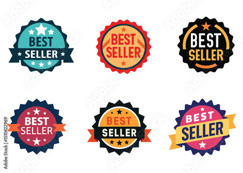 Collection of Six Colorful and Eye-Catching Best Seller" Badge Designs
